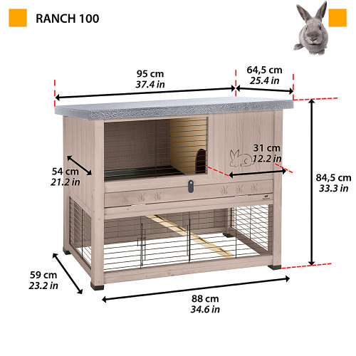 Клітка Ferplast Ranch 100 Restyling для кроликів, темно-сіра