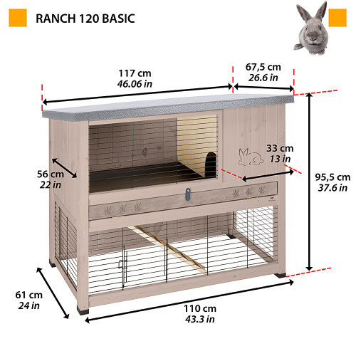 Клітка Ferplast Ranch 120 Basic для кролів, темно-сіра
