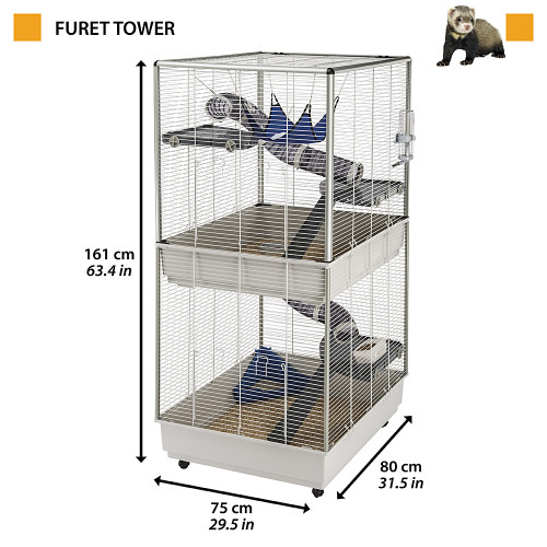 Двоповерхова клітка Ferplast Furet Tower для тхорів на колесах