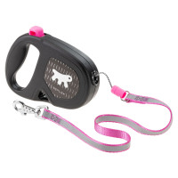 Поводок Ferplast Flippy One Reflex Tape Fuchsia, для собак, светоотражающий, выдвижной