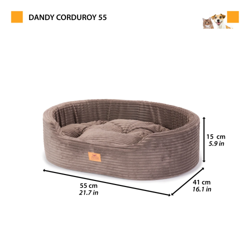 Ліжко-диван Ferplast Dandy Corduroy 45 Grey для собак та котів зі знімною подушкою 
