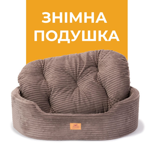 Ліжко-диван Ferplast Dandy Corduroy 45 Grey для собак та котів зі знімною подушкою 