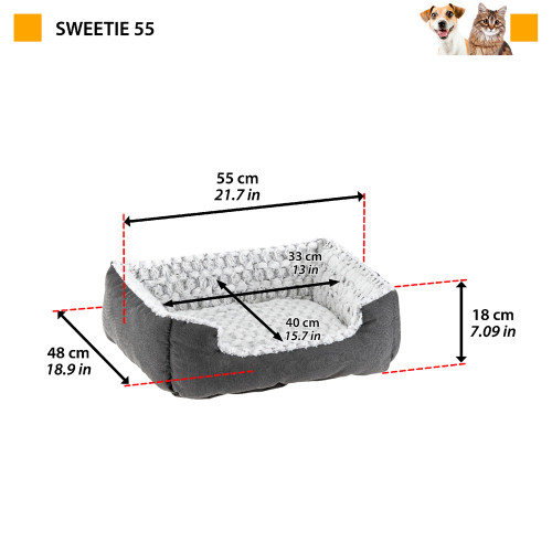 Лежак для кішок та собак з бавовни та штучного хутра Ferplast Sweetie 55