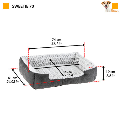 Лежак для кішок та собак з бавовни та штучного хутра Ferplast Sweetie 70