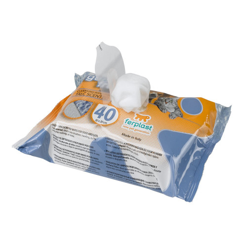 Серветки для собак і кішок, що очищають Ferplast Genico Fresh 40 Talc з ароматом тальку