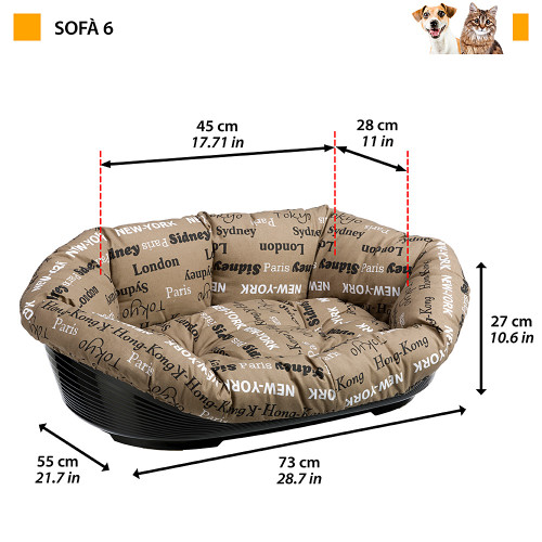 Пластиковий лежак для собак та кішок у комплекті з подушкою Ferplast Sofa' 6