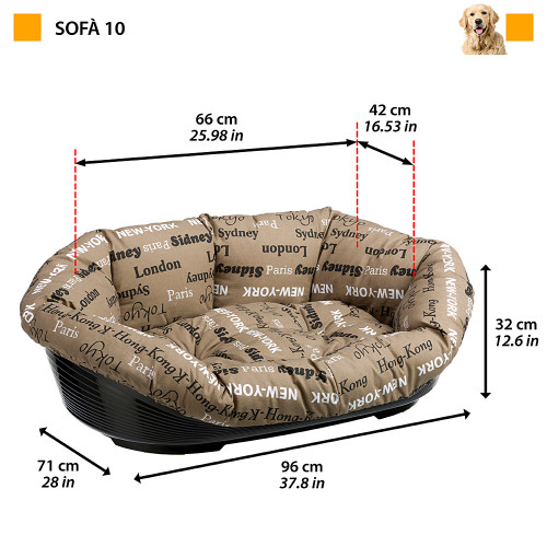 Пластиковий лежак для собак та кішок у комплекті з подушкою Ferplast Sofa' 10