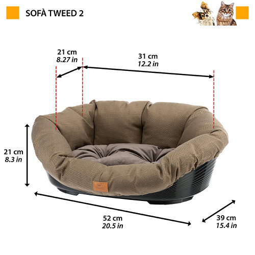 Лежанка для собак и кошек из термопластика Ferplat Sofa' 2 Tweed 