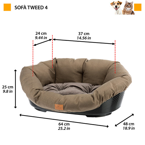 Лежанка для собак та кішок з термопластику Ferplast Sofa' 4 Tweed