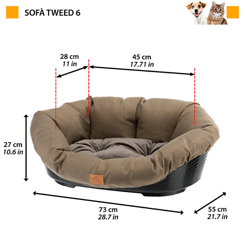 Лежанка для собак та кішок з термопластику Ferplat Sofa' 6 Tweed