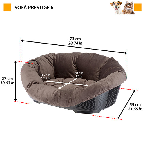Пластиковий лежак для котів та собак з м'якою подушкою Ferplast Sofa' Prestige 6