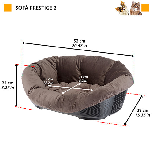 Пластиковий лежак для котів та собак з м'якою подушкою Ferplast Sofa' Prestige 2