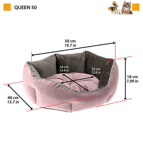 Лежанка для котів та собак з оксамитової тканини Ferplast Queen 50 Grey