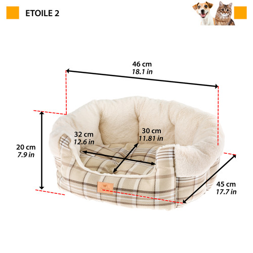 Невелика софа з м'якої тканини для собак та кішок Ferpalst Etoile 2 Beige