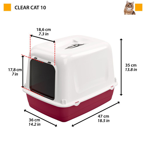 Закрытый туалет Ferplast Clear Cat 10 для кошек с угольными фильтрами
