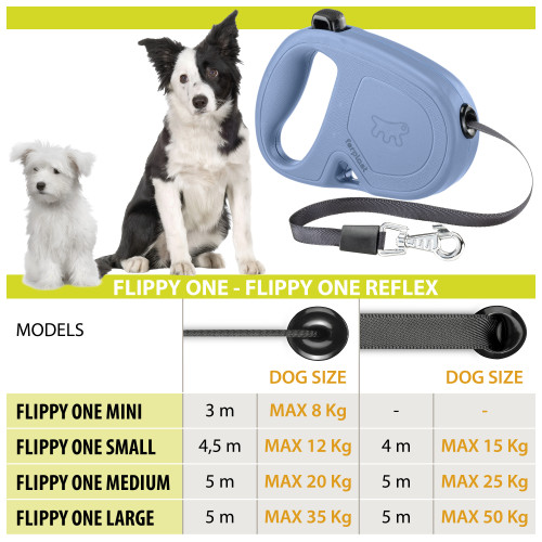 Повідець Ferplast Flippy One Reflex Cord M Green, для собак, світловідбивний, висувний 