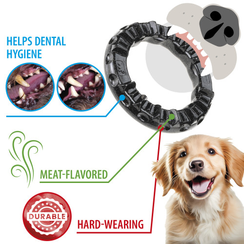 Жувальна іграшка для собак, кільце, наповнюється ласощами Ferplast Smile L Black