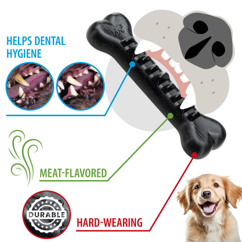 Жувальна іграшка для собак, кістка, наповнюється шматочками Ferplast Smile Bone M Black