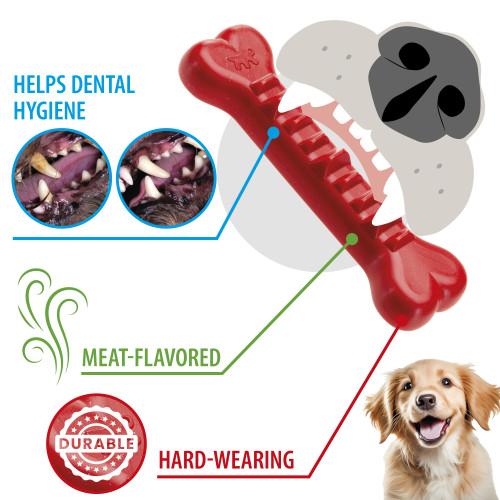 Жувальна іграшка для собак, кістка, наповнюється шматочками Ferplast Smile Bone M Red