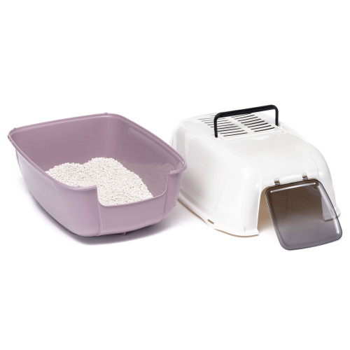 Закрытый туалет Ferplast Prima для кошек, фиолетовый