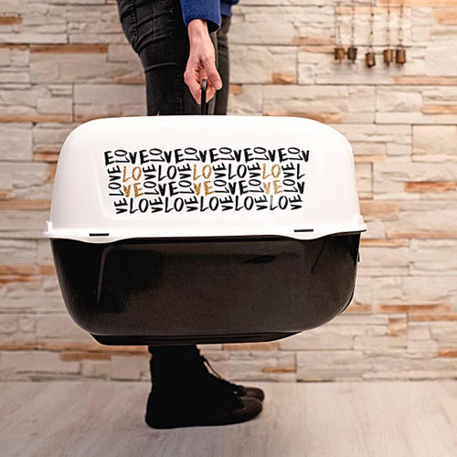 Закритий туалет Ferplast Prima Decor Black для кішок з малюнком