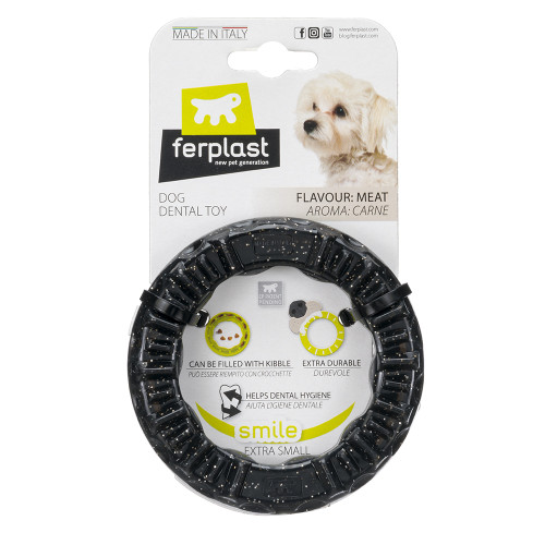 Жувальна іграшка для собак, кільце, наповнюється ласощами Ferplast Smile XS Black