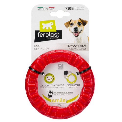 Жувальна іграшка для собак, кільце, наповнюється ласощами Ferplast Smile S Red