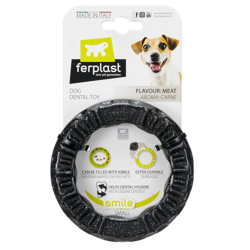 Жувальна іграшка для собак, кільце, наповнюється ласощами Ferplast Smile S Black