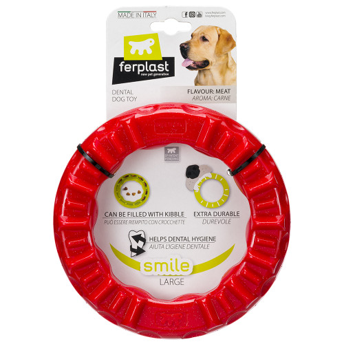 Жувальна іграшка для собак, кільце, наповнюється ласощами Ferplast Smile L Red