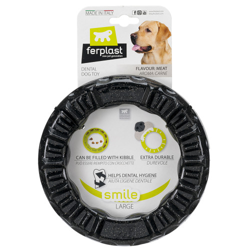 Жувальна іграшка для собак, кільце, наповнюється ласощами Ferplast Smile L Black
