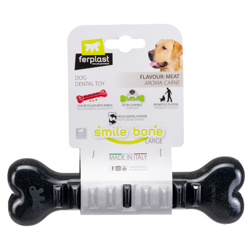 Жувальна іграшка для собак, кістка, наповнюється шматочками Ferplast Smile Bone L Black